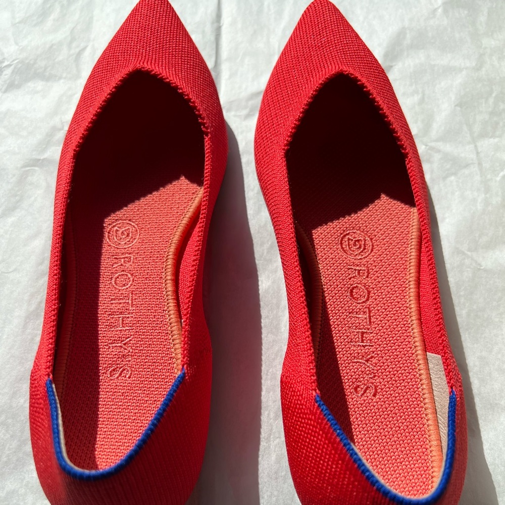 Rothy’s Pointed Toe Red Flats - size 8 NWT